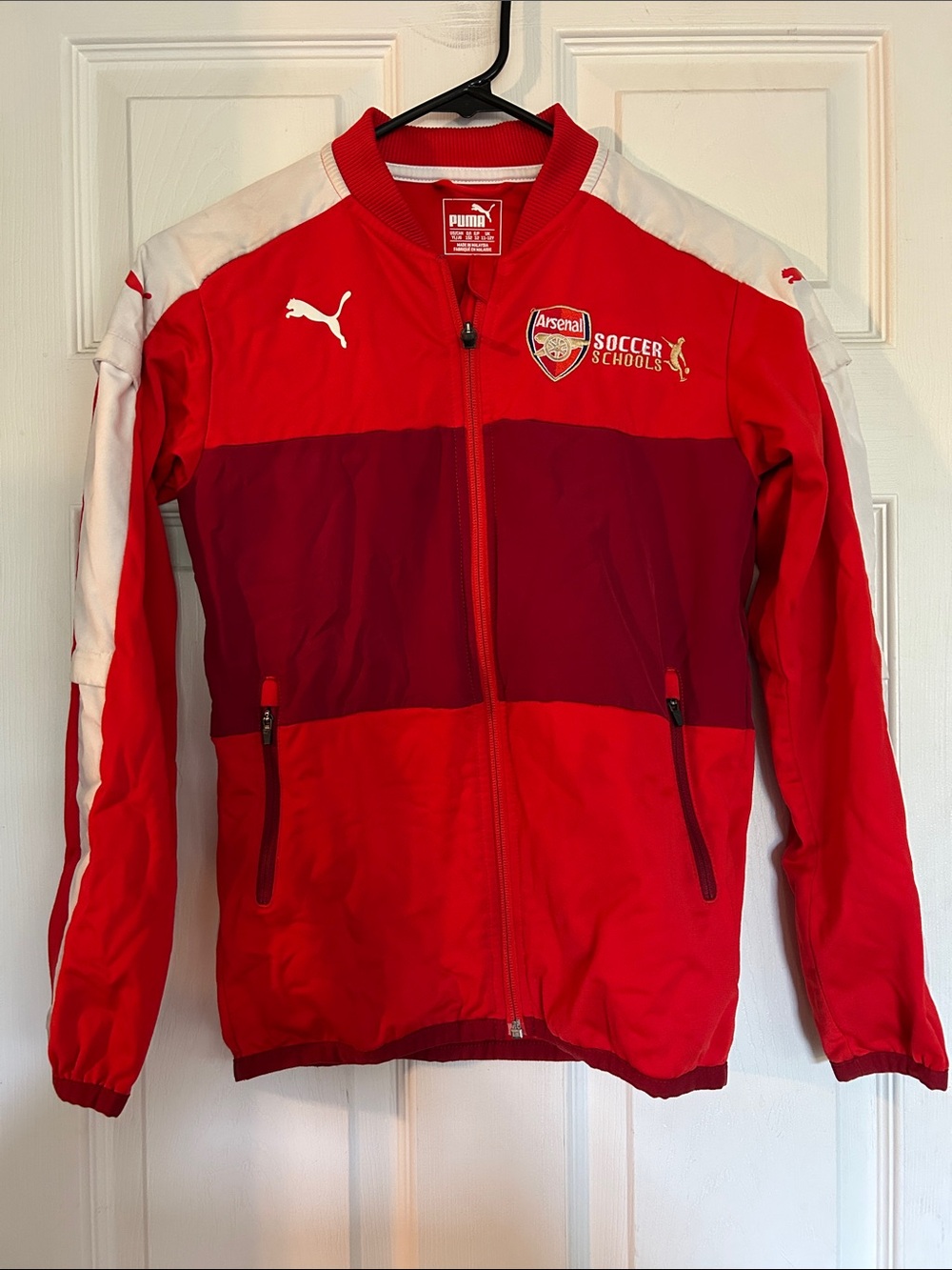 Puma Red and White Kids Arsenal Soccer Training Jacket